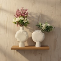 Sunburst Disc Vase Set Cream Color