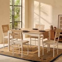 Holven 4 Seater Rectangular Dining Table Set with Chair European oak & white