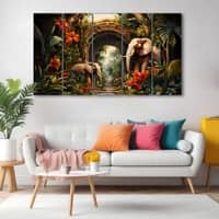 The Castle Decor Nature Animal Wall Painting Wooden Framed 27x48 Inch