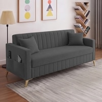 Convil Velvet 3 Seater Sofa in Dark Grey Color