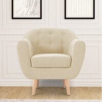 Colam Velvet 1 Seater Sofa in Cream Colour