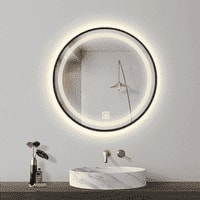 Round LED Mirror with Gold Aluminium Frame Modern Circular Vanity Mirror