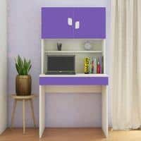 Corolla Kids Study Desk with Drawer Built In Bookshelf and Petal Handles in Lavender Purple Colour