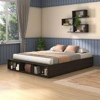 Toshi Engineered Wood Queen Size Drawer And Box Storage Bed In Rustic Walnut Finish