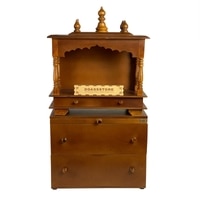 D'Dass Multi Color Mdf and Sheesham Wooden Temple With Cabinet For Pooja