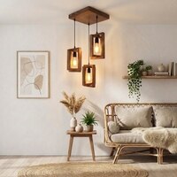 Gyro Brown Solid Wood Cluster Hanging Light