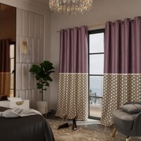 Stoa Paris Satin Curtain for Door, 70% Blackout Curtains, Sun Protection, Set of 2, Versailles - Royal Rouge
