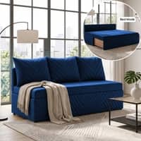 Marteen 3 Seater Velvet Pull Out Sofa Cum Bed in Navy Blue Color With Storage