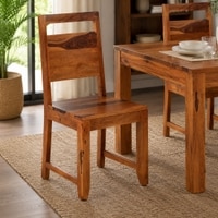 Gianni Solid Wood Dining Chair in Provincial Teak Finish - Set of 2