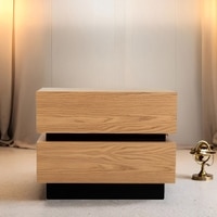 Lagere Series Bedside Table polished in dual Colours (Natural for Drawers & Black)
