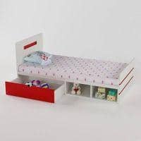 Groovy Love Engineered Wood Drawer Storage Bed in Red Colour