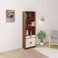 Seonn Engineered Wood Bookshelf wth Drawer and 2 Doors in Maple & Beige