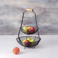 Cache Tiered Wire Basket With Knob Black