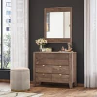 Toledo Solid Wood Chest of 6 Drawers In Danish Walnut Finish