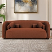 Zenol Boucle Fabric 2 Seater Sofa In Orange