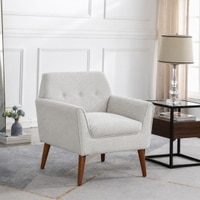 Thomas Boucle Fabric Arm Chair in White Colour