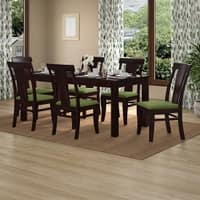 Fabio Solid Wood Dining Chair in Mahogany Finish & Olive Green Colour - Set of 2