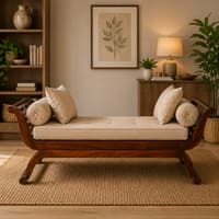 Shri Art Bench in Honey Finish With Cushions