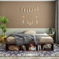 Unicorn Sheesham Wood King Size Bed Box Storage Storage Provincial Teak Finish (72 x 78 inches)