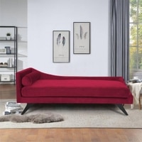 Euclid Velvet Chaise Lounger in Maroon Colour