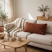 Square Check Cashew Rust Decorative Cushion Cover 12 x 20 Inches