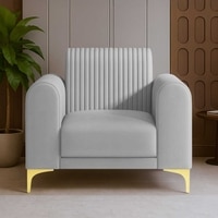 Veniza Velvet 1 Seater Sofa In Grey Colour