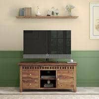Fidora Solid Wood TV Unit in Teak Finish