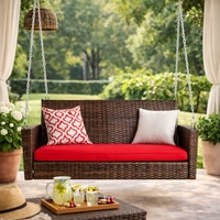 Carry Bird Wicker Patio Furniture Outdoor Balcony Swings In Brown And Red Colour