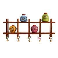 Wall Decor Ladder & 4 Colored Handcrafted Madhubani Pots (16x2x9.4)