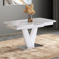 Caribu Glass 4 to 6 Seater Extendable Dining Table in White Ceramic Finish