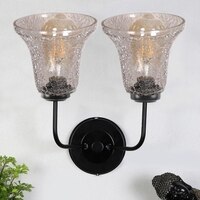 Devansh Metal Electric Wall Light in black Colour with Transparent Shade Count of 2 Lights