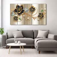 The Castle Decor Modern Floral Wall Art Set of 5 27x48 Inch