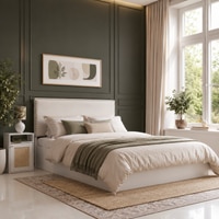 Yama Engineered Wood Queen  Size Bed With Hydraulic Storage (Melamine Finish, White Colour)