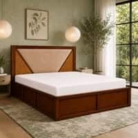 Shilp Solid Wood Comfort Queen Bed Box Storage Provincial Teak Finish Mattress 60 x 78 Inches