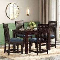 Diego Dining Chair -Finish- Mahogany, Fabric - Midnight Indigo Blue