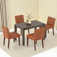 Atlas Solid Wood 4 Seater Dining Table with set of 4 Ludo upholstered Dining Chair
