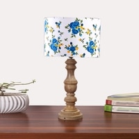 Devansh Multicolor Cotton Table Lamp With  Wood Natural Base (7X17.5 Inches)-15