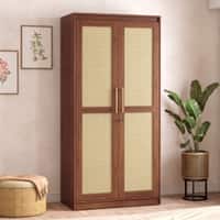 Kaarya Engineered Wood 2 Door Wardrobe in Wheat Brown Walnut Finish