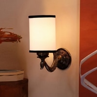 Devansh Metal Electric Wall Light in Antique Gold Colour with White & Black Shade Count of 1 Light