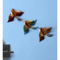 Desert Art Metal Handpainted Sparrow Wall Hanging Set of 3