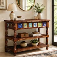 Rangrez Sheesham Wood Console Table in Provincial Teak Finish