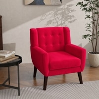 Azriah Boucle Fabric Accent Chair in Red