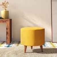Collie Footstool in Yellow Velvet Upholstery