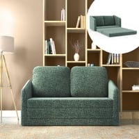 Kobi 2 Seater Fold Out Sofa Cum Bed in Speckled Teal Colour