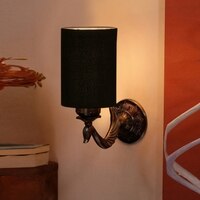 Devansh Metal Electric Wall Light in Antique Gold Colour with Black Shade Count of 1 Light