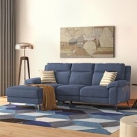 Emila Left Aligned Three Seater Sectional Recliner in Blue Colour