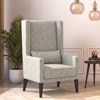 Morgen Solid Wood Lounge Chair in Monochrome Paisley Colour