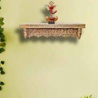 Foster Brown Colour Solid Wood Handcarved Floating Wall shelf