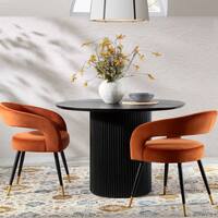 Velin Round Solid Mango Wood Pedestal Dining Table Black