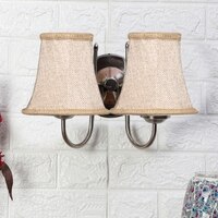 Devansh Dual Steel Metal  Wallmounted Lamp With Beige Jute  Shade